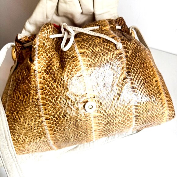 Vintage Clemente Snakeskin Leather Cinched Detail Crossbody - Picture 8 of 13